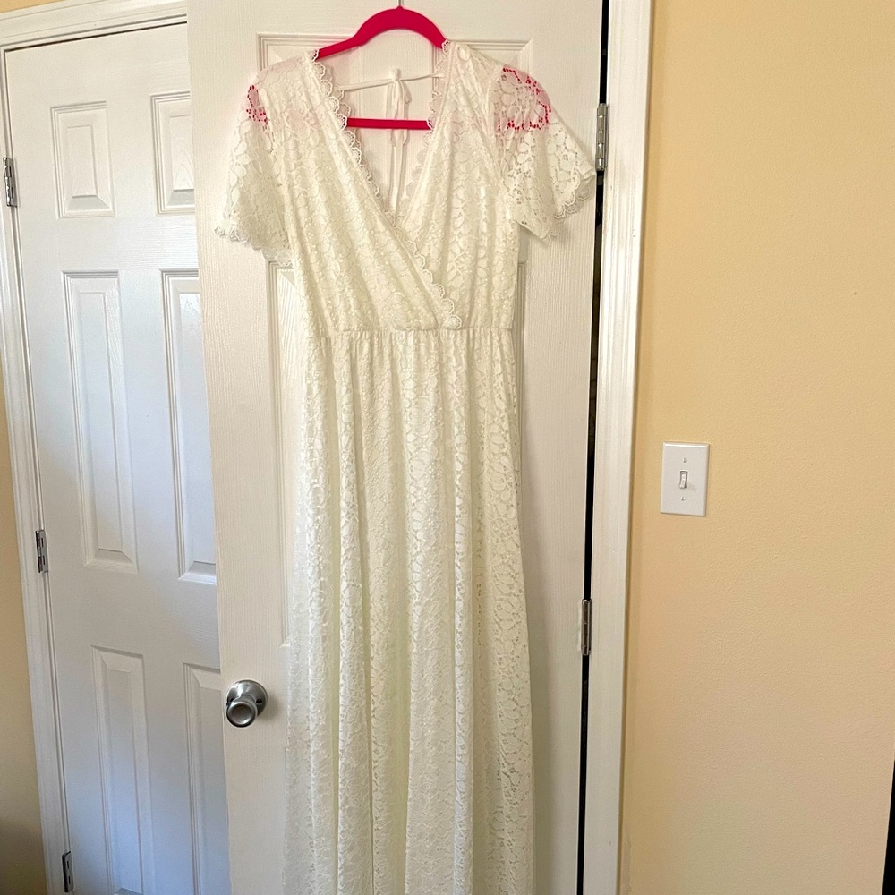 Cream Lace Wedding Dress sz L
